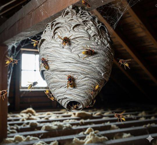 Nid de frelons européens Puget-Ville